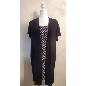 Black and White Attached Cardigan Dress
